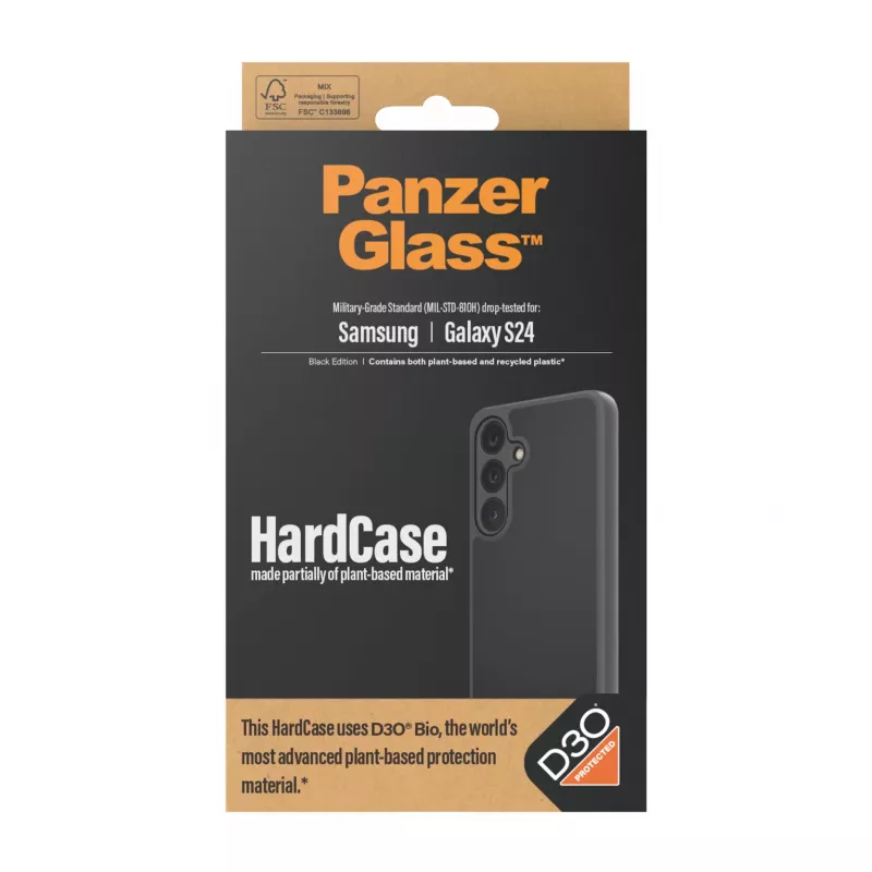 PanzerGlass ® HardCase Melns w. D3O® Samsung Galaxy S24, vāciņš, Samsung, Samsung - Galaxy S24, Melns