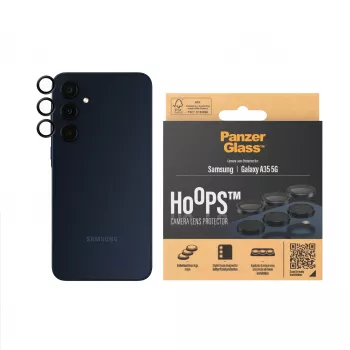 Kameras objektīva aizsargs PanzerGlass Hoops Samsung Galaxy A35 5G, rūdīts stikls, melns rāmis