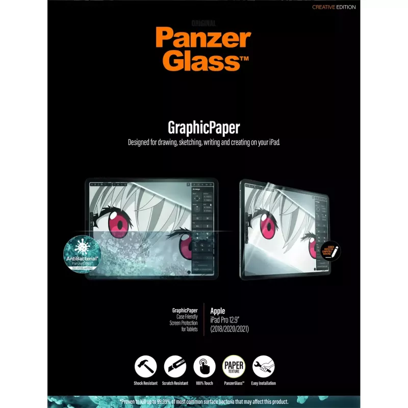PanzerGlass ® GraphicPaper® planšetdatora ekrāna aizsargs iPad Pro 12,9″ (2018–2022) | īpaši platais savietojums