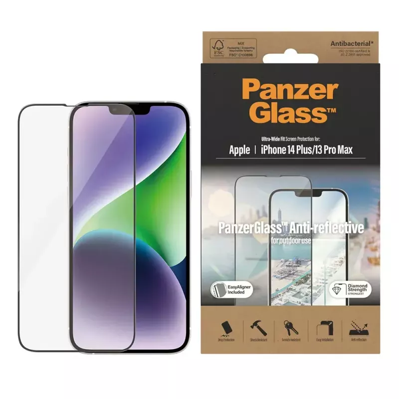 PanzerGlass ® pretatspīduma ekrāna aizsargs iPhone 14 Plus | 13 Pro Max | Ultra-Wide Fit ar EasyAligner
