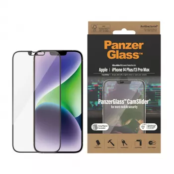Caurspīdīgs ekrāna aizsargs PanzerGlass CamSlider Apple iPhone 14 Plus / 13 Pro Max, 6,68 collas, rūdīts stikls, PET, antibakteriāls