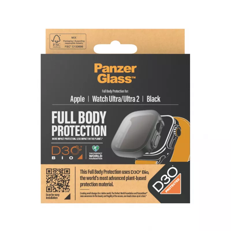 PanzerGlass ® Ekrāna aizsargs Full Body ar D3O® Apple Watch Ultra | 49mm | Melns