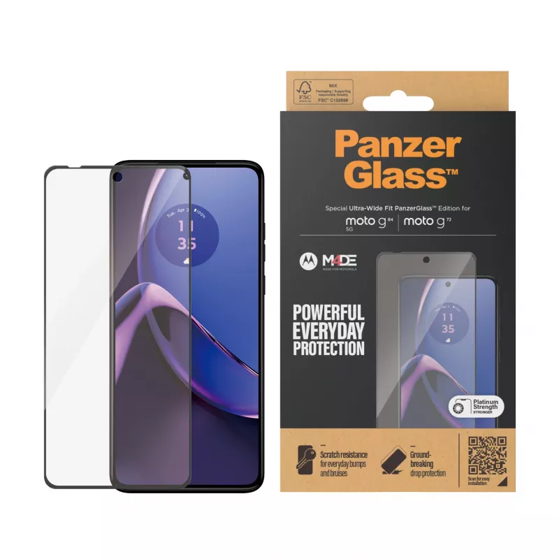 PanzerGlass ® ekrāna aizsargs Motorola moto g84 | g72 | Īpaši plašs pārklājums
