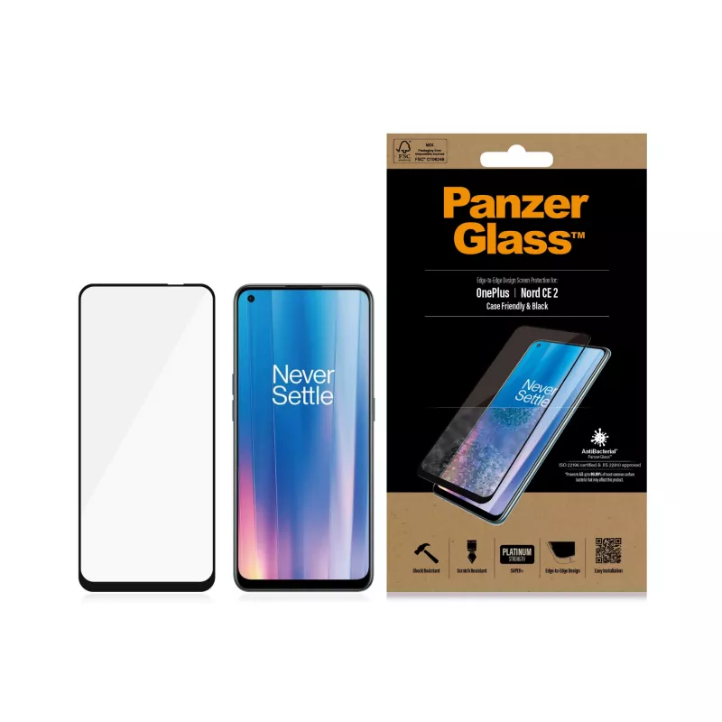 Ekrāna aizsargs PanzerGlass OnePlus Nord 2 CE Scratch Shock Anti-bacterial