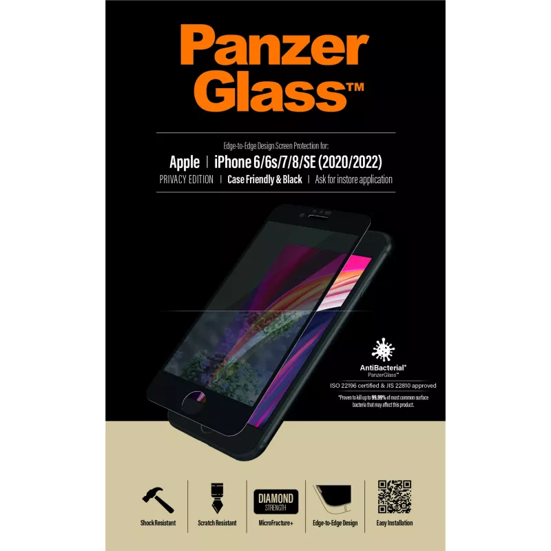 PanzerGlass ® Privātuma ekrāna aizsargs iPhone SE (2020/2022) | 8 | 7 | 6 | 6s | No malas līdz malai
