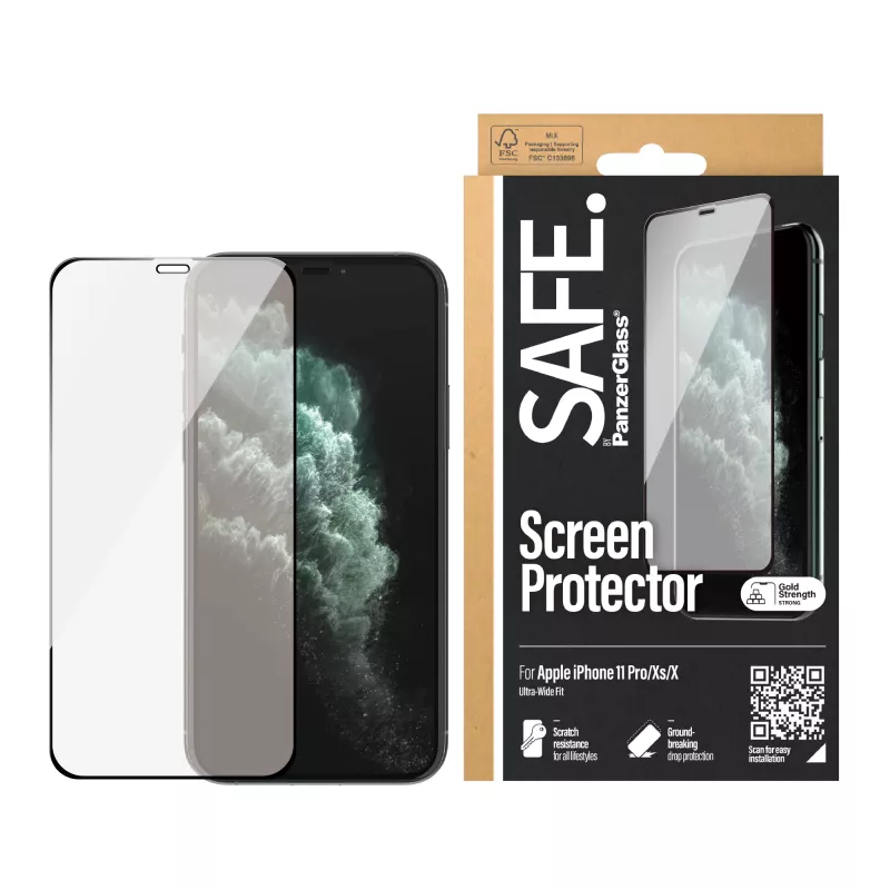 PanzerGlass SAFE. by ® Ekrāna aizsargs iPhone X | Xs | 11 Pro | No malas līdz malai