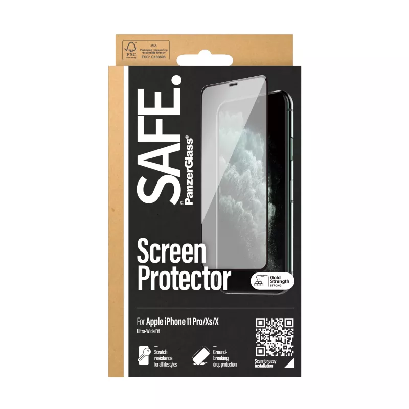PanzerGlass SAFE. by ® Ekrāna aizsargs iPhone X | Xs | 11 Pro | No malas līdz malai