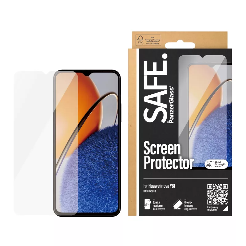 PanzerGlass SAFE. by ® Ekrāna aizsargs Huawei Nova Y61 | Īpaši plats pielāgojums