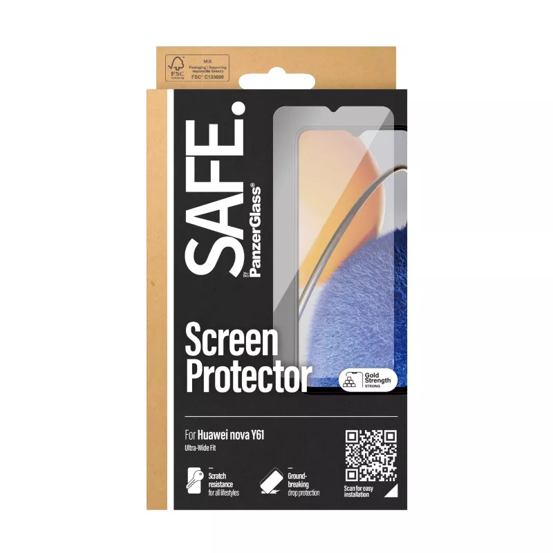 PanzerGlass SAFE. by ® Ekrāna aizsargs Huawei Nova Y61 | Īpaši plats pielāgojums