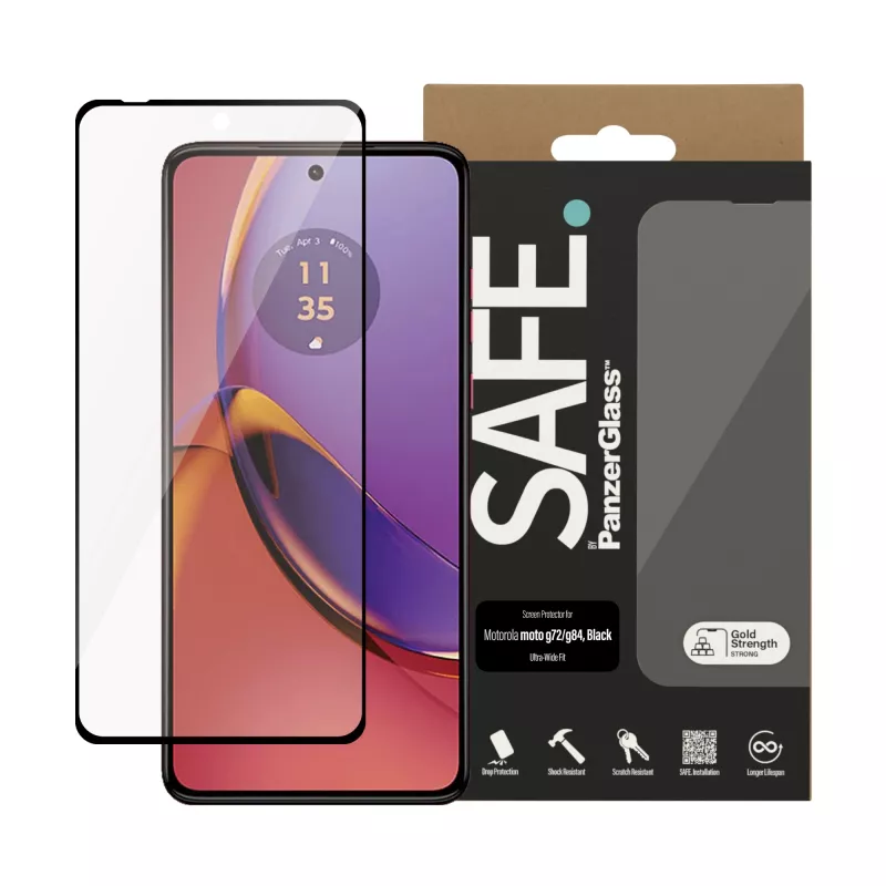 PanzerGlass SAFE. by ® ekrāna aizsargs Motorola MOTO G84 5G | G72 | Ultra-Wide Fit