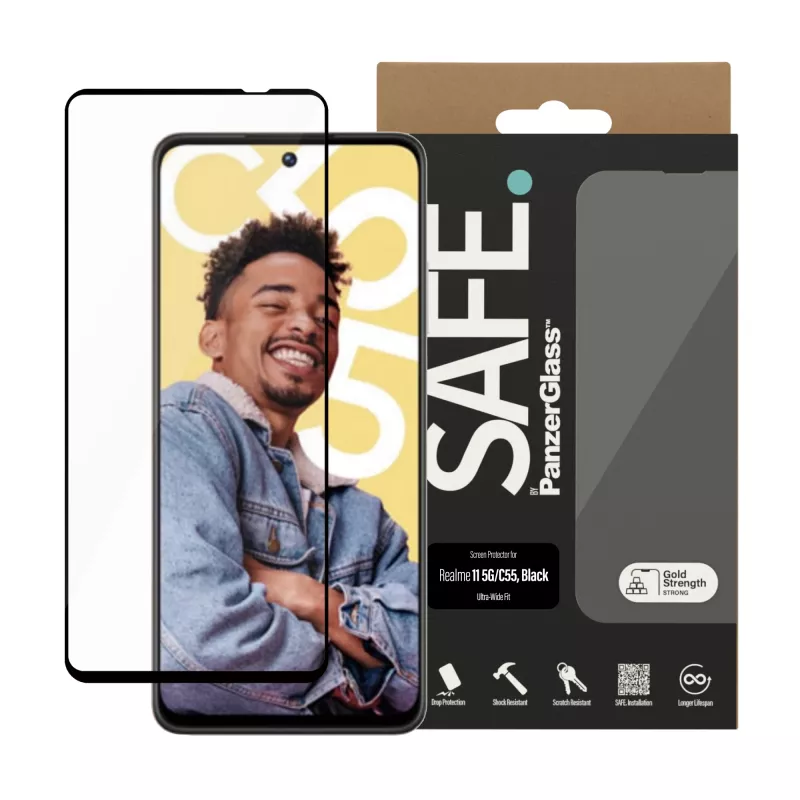 PanzerGlass SAFE. by ® Ekrāna aizsargs Realme 11 5G | C55 | Ultra-Wide Fit