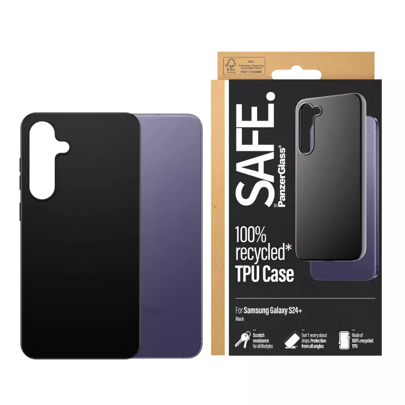 PanzerGlass SAFE. by ® TPU vāciņš Samsung Galaxy S24+ | Melns, Vāciņš, Samsung, Samsung - Galaxy S24 Plus, Melns
