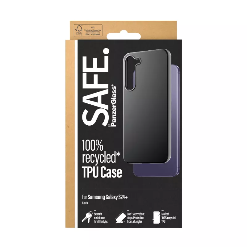 PanzerGlass SAFE. by ® TPU vāciņš Samsung Galaxy S24+ | Melns, Vāciņš, Samsung, Samsung - Galaxy S24 Plus, Melns