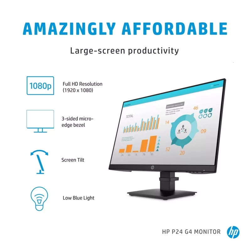 HP P-Series P24 G4 datoru monitors 60,5 cm (23,8 collu) 1920 x 1080 pikseļi Full HD