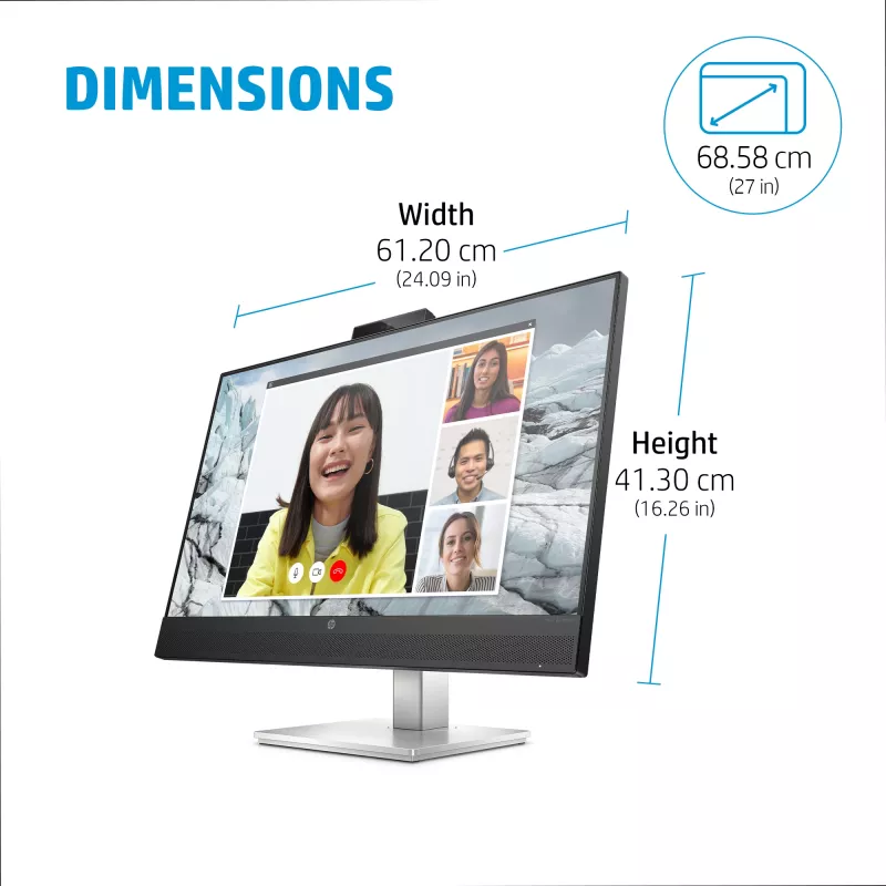 HP E27m G4 QHD USB-C konferenču monitors, datora monitors 68,6 cm (27 collas) 2560 x 1440 pikseļi Quad HD LCD, melns, sudrabots