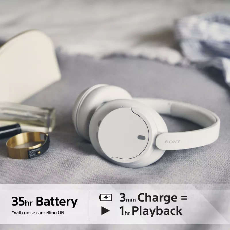 Sony WH-CH720 austiņas ar vadu un bezvadu savienojumu, galvas stīpa, zvani/mūzika, USB Type-C, Bluetooth, balts
