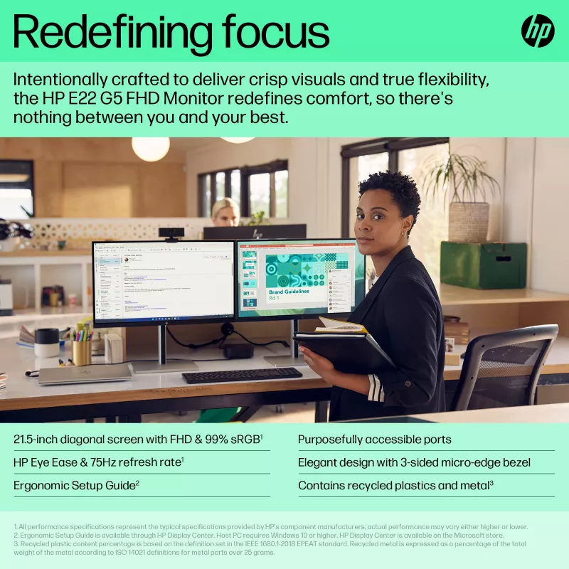Monitors HP E-Series E22 G5 21,5 collas Full HD LCD 1920x1080