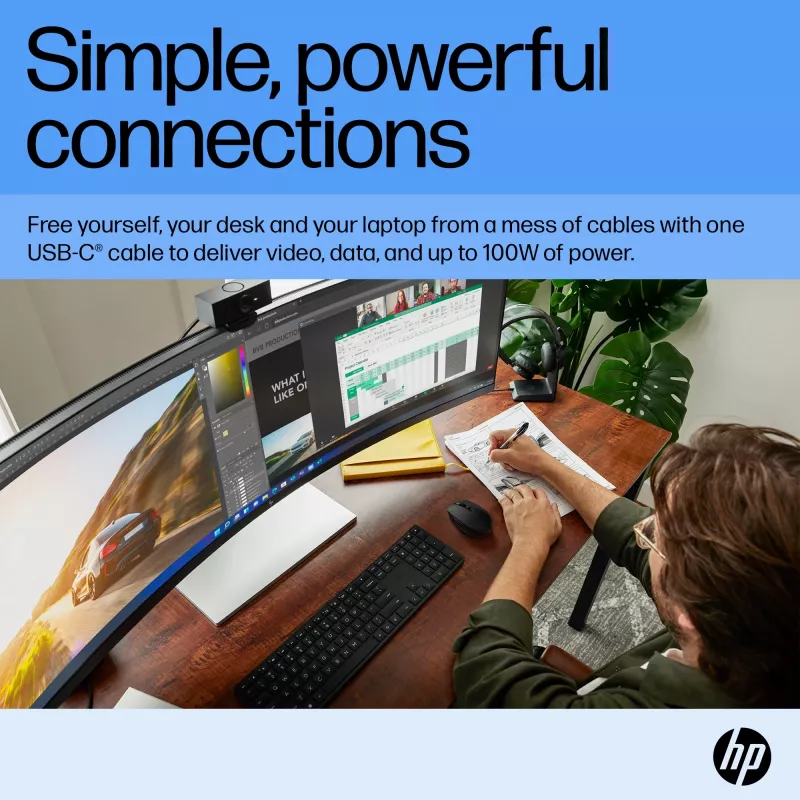 Monitor HP E45c G5 45 collu izliekts displejs LCD DQHD izšķirtspēja