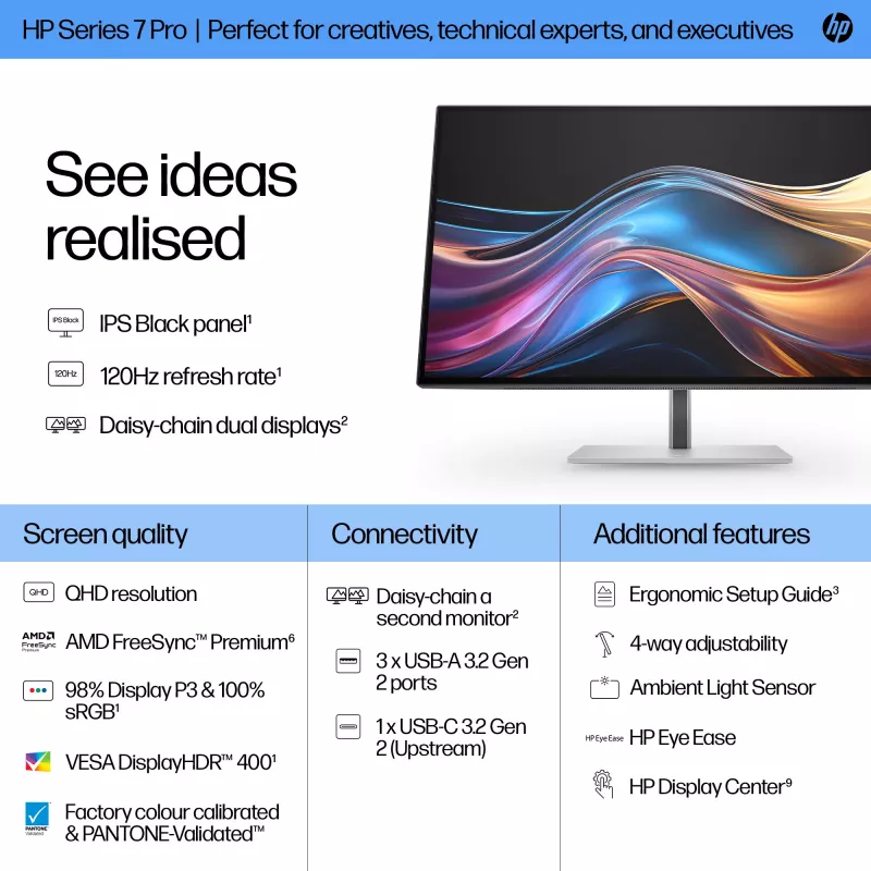 Monitor HP Series 7 Pro 27 inch QHD Display Quad HD 2560 x 1440