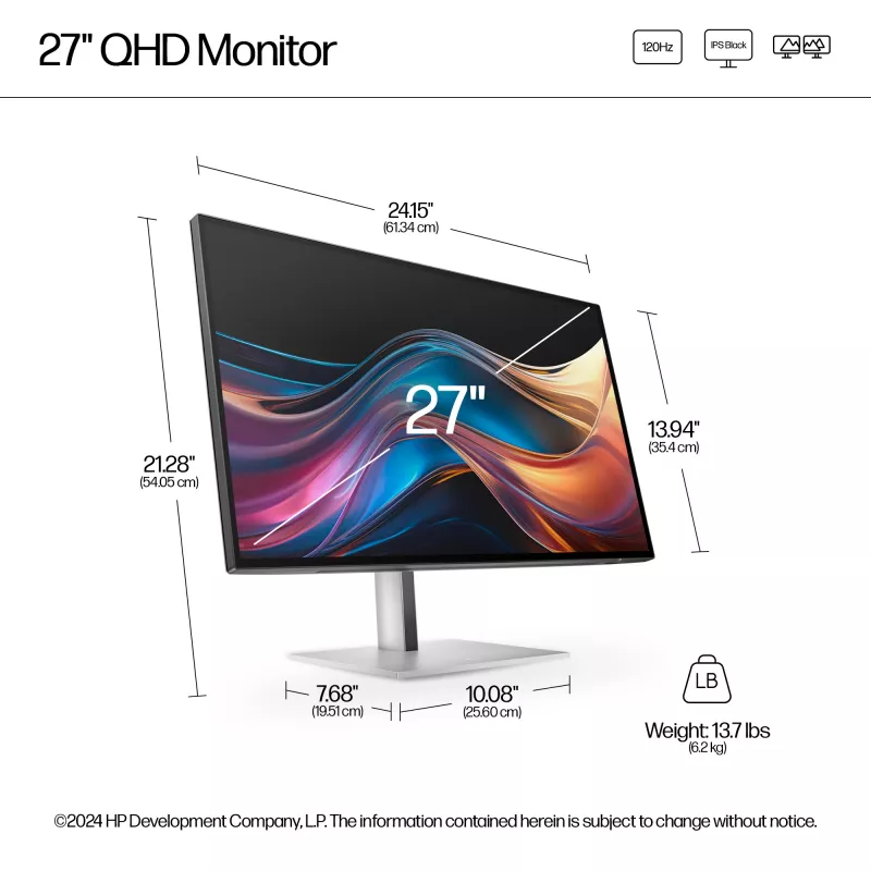 HP Series 7 Pro 27 collu QHD monitors - 727pq bez PVC