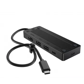 USB-C Travel Hub G3 — HP, USB 3.2 Gen 2 Type-C resursdators, HDMI, USB-A, strāvas padeve līdz 65 W, 116×41.9×14.5 mm