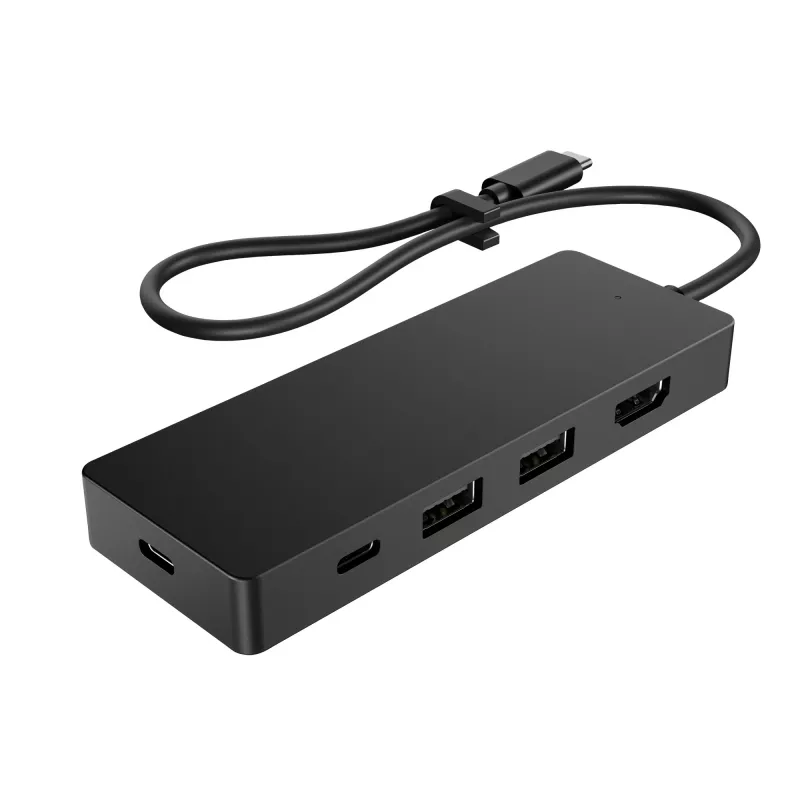 USB-C Travel Hub G3 — HP, USB 3.2 Gen 2 Type-C resursdators, HDMI, USB-A, strāvas padeve līdz 65 W, 116×41.9×14.5 mm