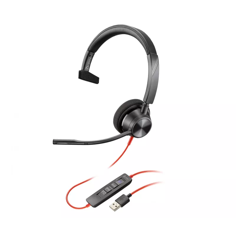 HP Poly Melnswire 3310 Microsoft Teams sertificēta austiņa +USB-C/A adapteris TAA