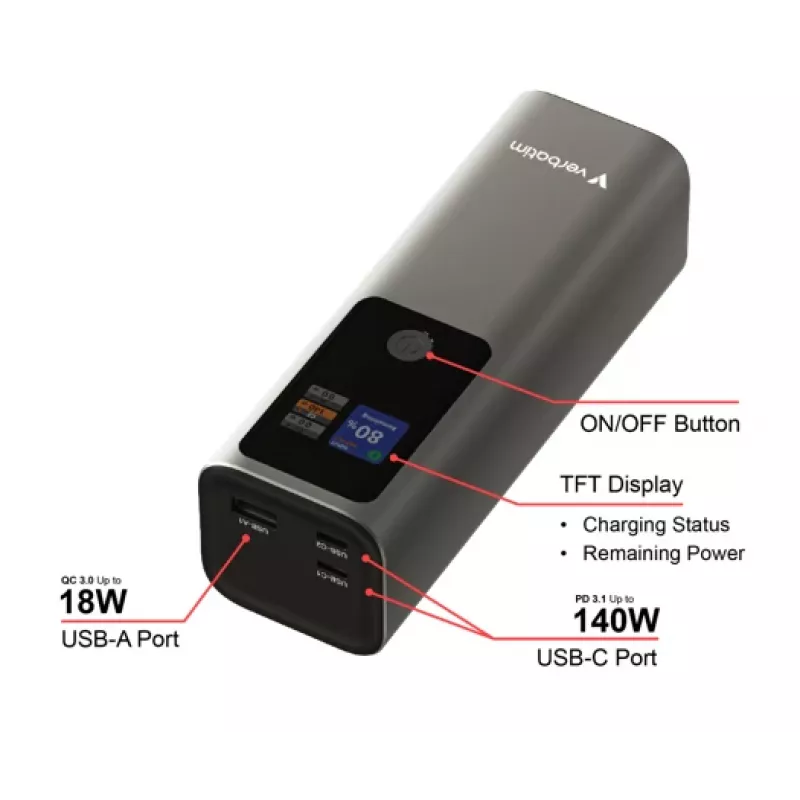 Pārnēsājams akumulators Verbatim Charge ´n´ Go Powerbank 27000mAh
