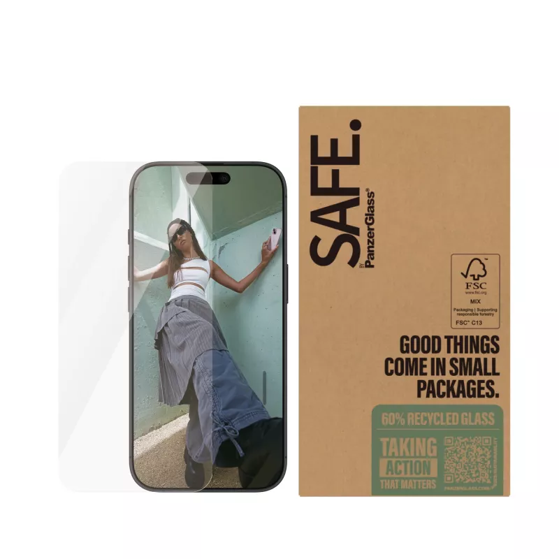 PanzerGlass SAFE. by ® Ekrāna aizsargs iPhone 16 Pro | Īpaši plats piemērots | VAIRUMTIRDZNIECĪBA