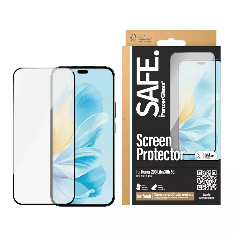 PanzerGlass SAFE. by ® ekrāna aizsargs Honor 200 Lite | X8b 5G | Ultra-Wide Fit
