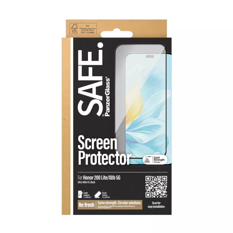 PanzerGlass SAFE. by ® ekrāna aizsargs Honor 200 Lite | X8b 5G | Ultra-Wide Fit