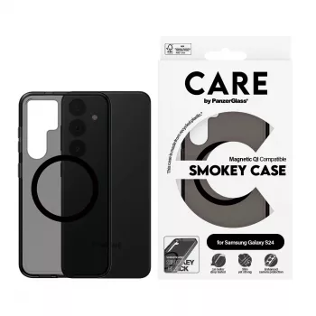PanzerGlass CARE™ by ® Urban Combat Case Smokey w. Melns Qi Saderīga Samsung Galaxy S24