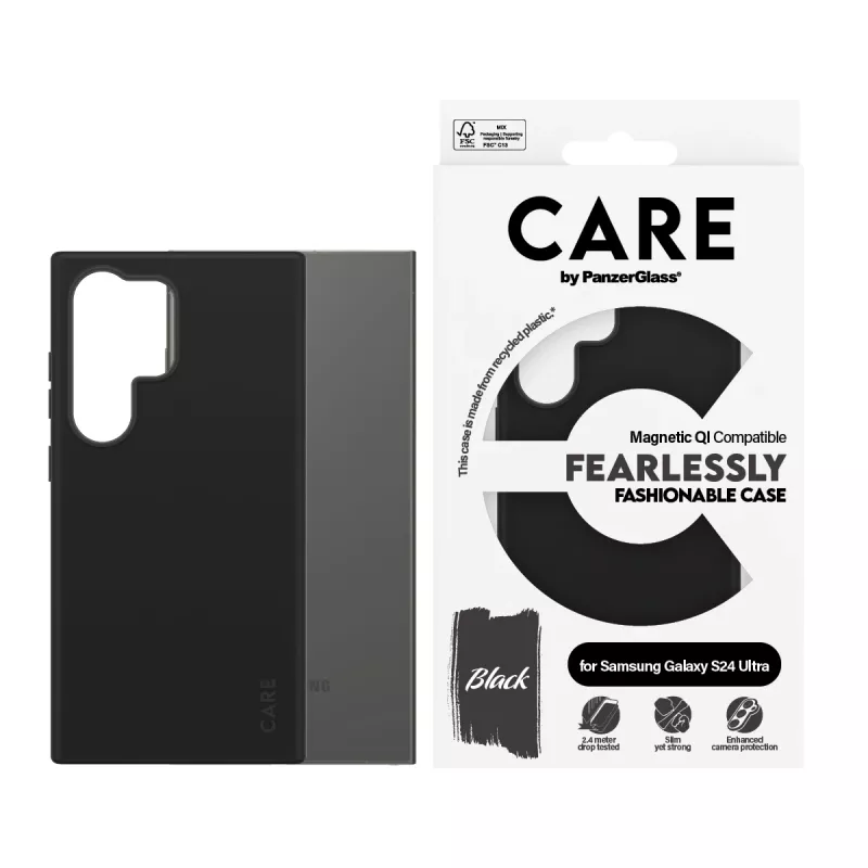PanzerGlass CARE™ by ® maciņš melns ar Qi saderīgs Samsung Galaxy S24 Ultra