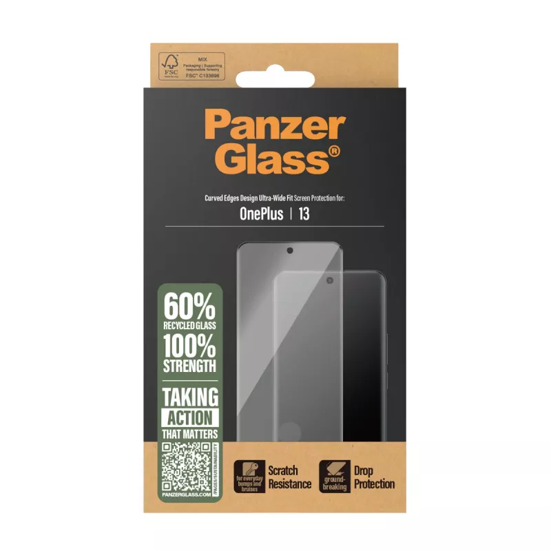 PanzerGlass Ekrāna aizsargs OnePlus 13 Ultra-Wide Fit Skrāpējumizturīgs Triecienizturīgs