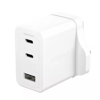 PanzerGlass empower™ by ® Turbo 70W Multiple Charger incl. 2 x USB-C + USB-A | UK Plug | Silver balta
