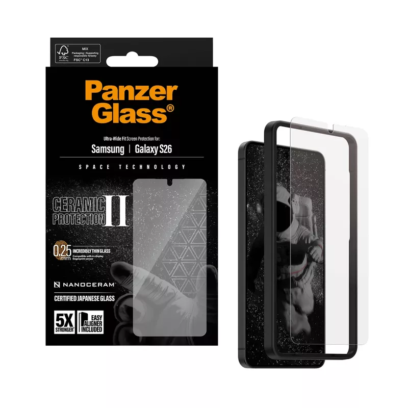 PanzerGlass® keramikas ekrāna aizsargs Samsung Galaxy S26 | Ultra-Wide Fit ar EasyAligner