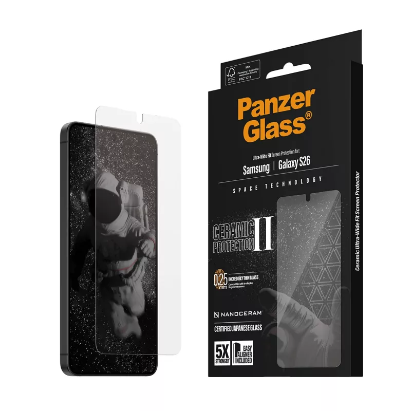 PanzerGlass® keramikas ekrāna aizsargs Samsung Galaxy S26 | Ultra-Wide Fit ar EasyAligner