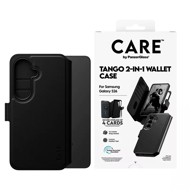 PanzerGlass CARE 2-in-1 maciņš ar Qi Samsung Galaxy S26, caurspīdīgs vāciņš