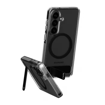 Aizsargapvalks PanzerGlass CARE™ Urban Explorer vāciņš Samsung Galaxy S26, caurspīdīgs ar melnu pamatbalstu un Qi atbalstu