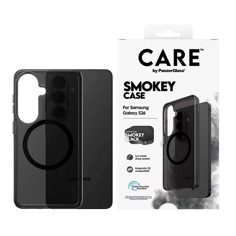 Aizsardzības tālruņa vāciņš PanzerGlass CARE™ Smokey Case ar Melns Qi Samsung Galaxy S26