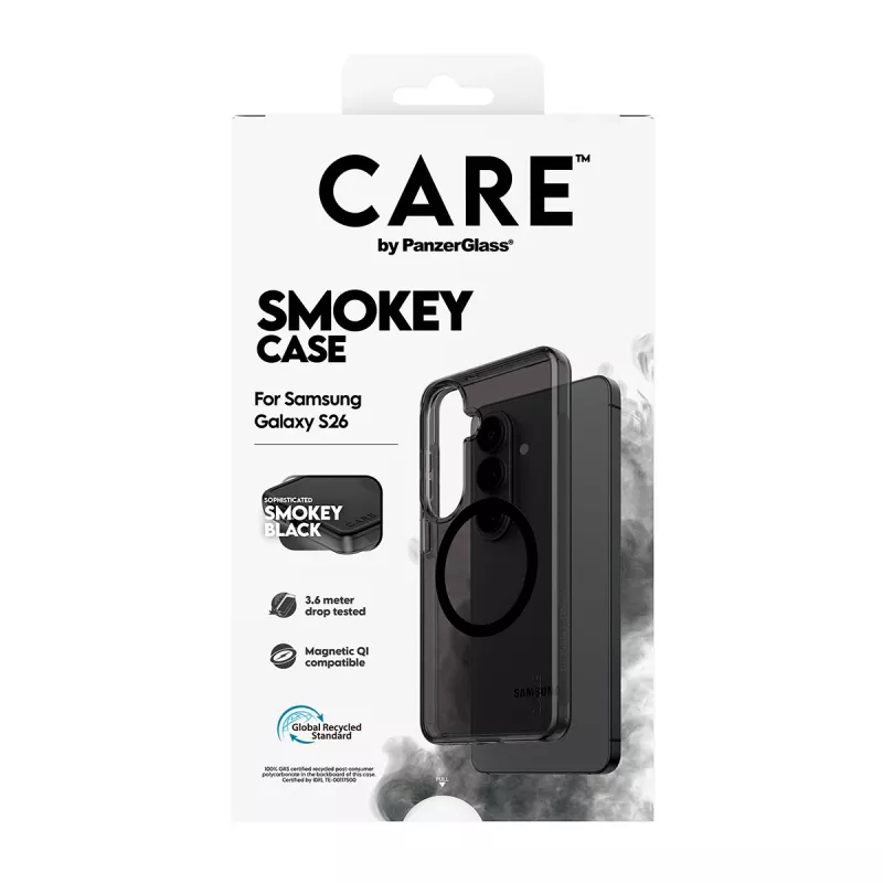 Aizsardzības tālruņa vāciņš PanzerGlass CARE™ Smokey Case ar Melns Qi Samsung Galaxy S26