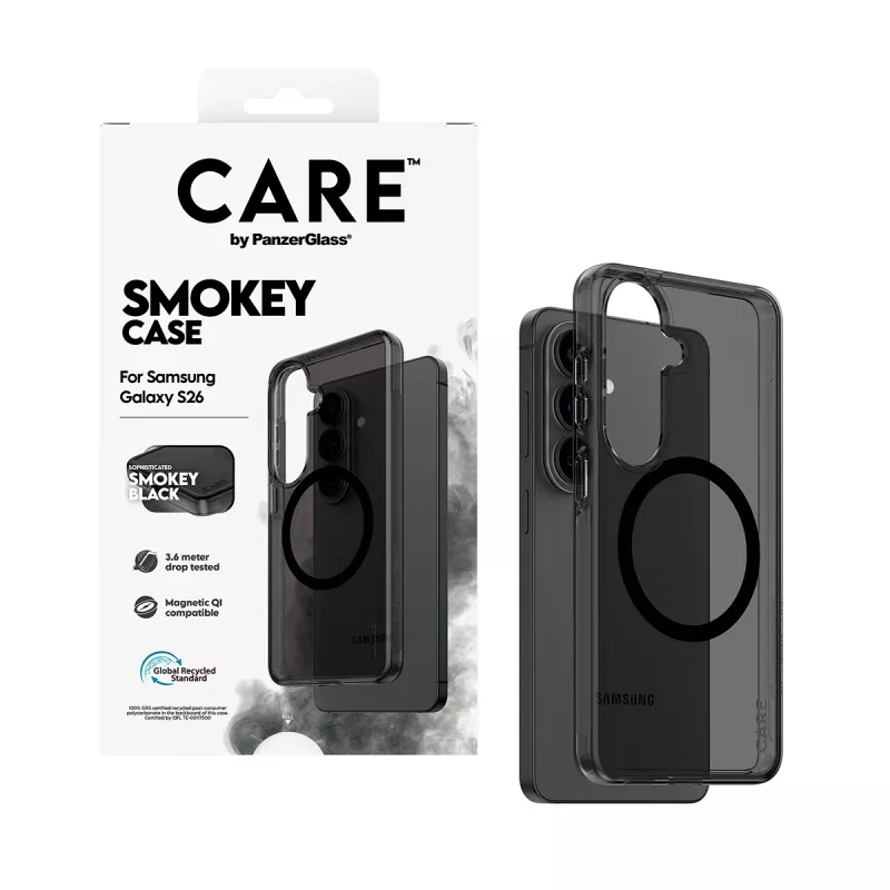 Aizsardzības tālruņa vāciņš PanzerGlass CARE™ Smokey Case ar Melns Qi Samsung Galaxy S26