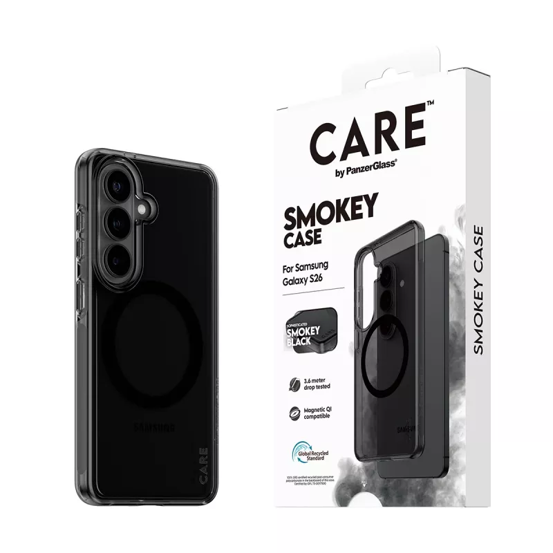 Aizsardzības tālruņa vāciņš PanzerGlass CARE™ Smokey Case ar Melns Qi Samsung Galaxy S26