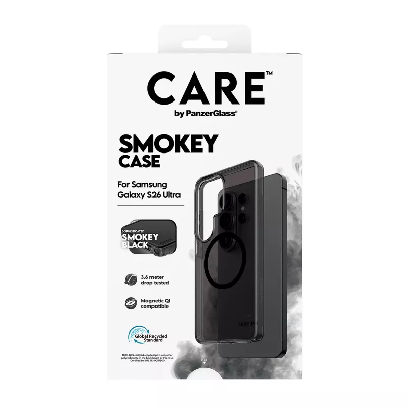 Aizsargapvalks PanzerGlass CARE Urban Explorer Case Smokey ar melnu Qi Samsung Galaxy S26 Ultra