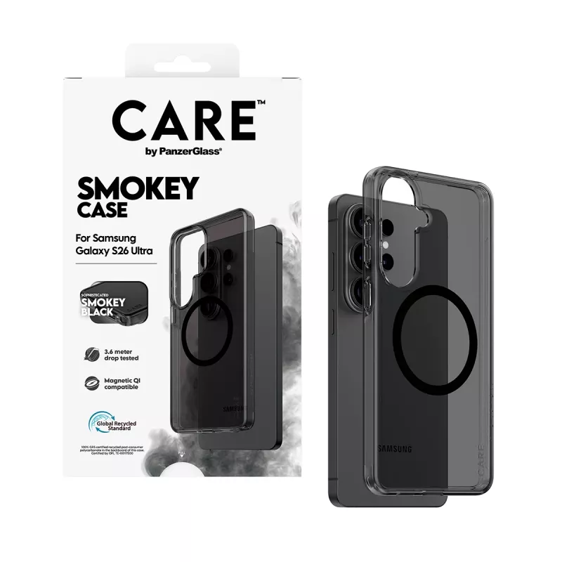 Aizsargapvalks PanzerGlass CARE Urban Explorer Case Smokey ar melnu Qi Samsung Galaxy S26 Ultra