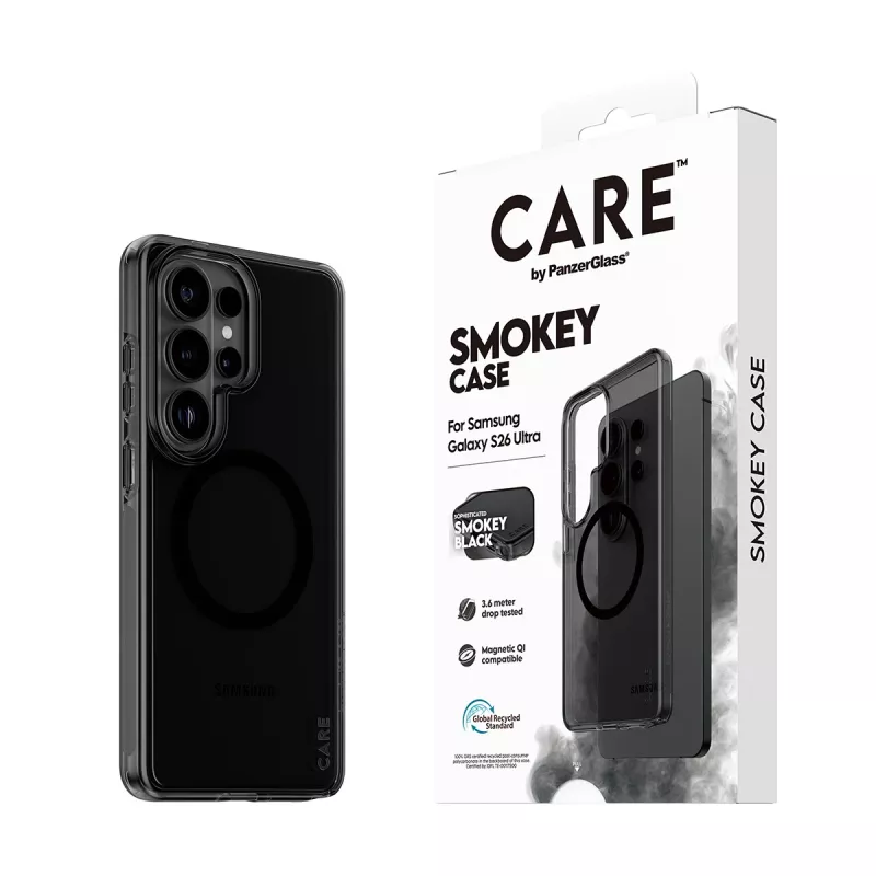 Aizsargapvalks PanzerGlass CARE Urban Explorer Case Smokey ar melnu Qi Samsung Galaxy S26 Ultra