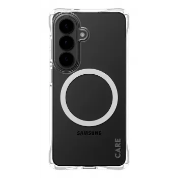 Aizsargājošs tālruņa maciņš PanzerGlass CARE Samba Transparent ar balta Qi Samsung Galaxy S26