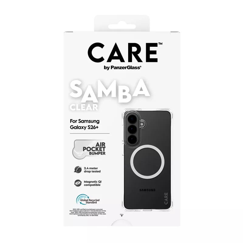 PanzerGlass CARE™ by ® Samba vāciņš Transparent w. balta Qi Samsung Galaxy S26+