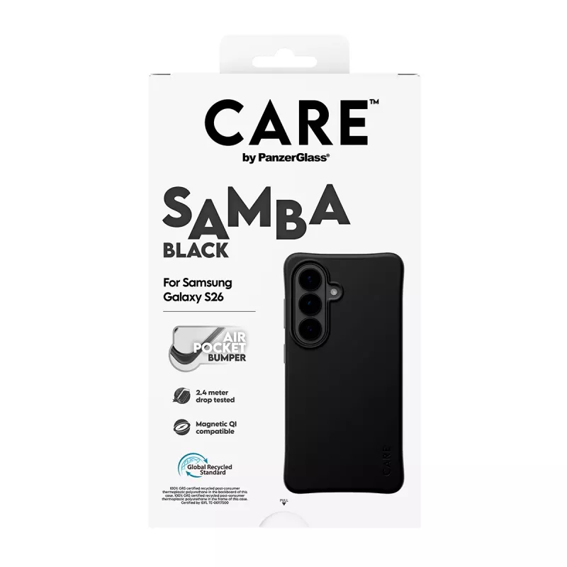 PanzerGlass CARE™ by ® Samba vāciņš Melns w. Qi Samsung Galaxy S26