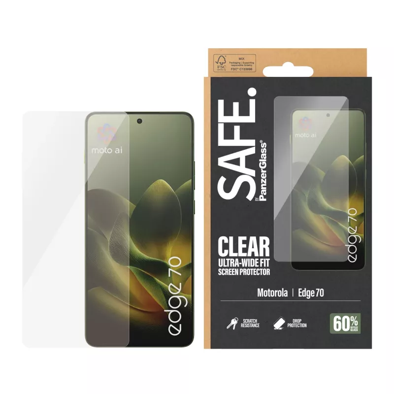 PanzerGlass SAFE. by ® Ekrāna aizsargplēve Motorola Edge 70 | Īpaši plata piegulšana